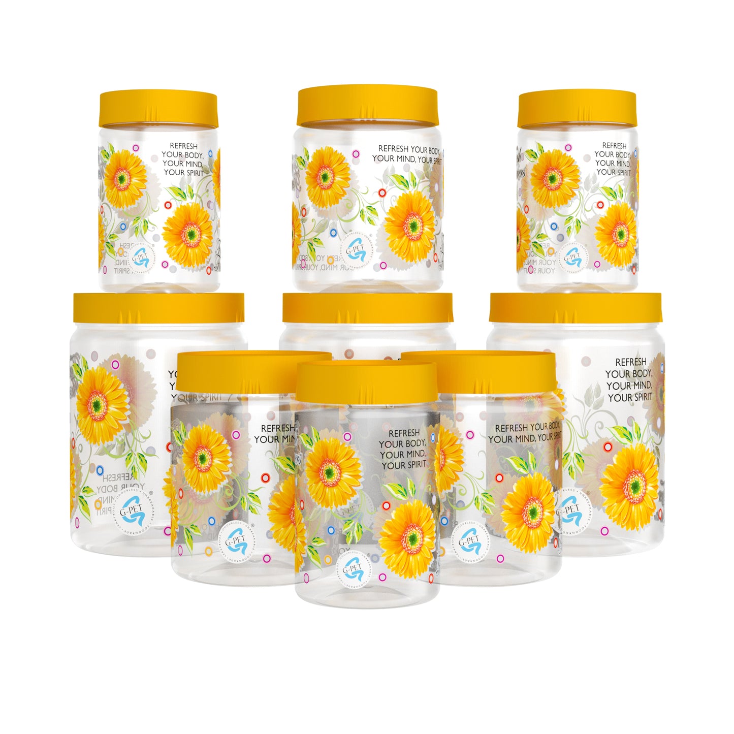 Print Magic Container Yellow Pack of 9 - 2000ml (3 pcs), 1000ml (3 pcs), 750ml (3 pcs)