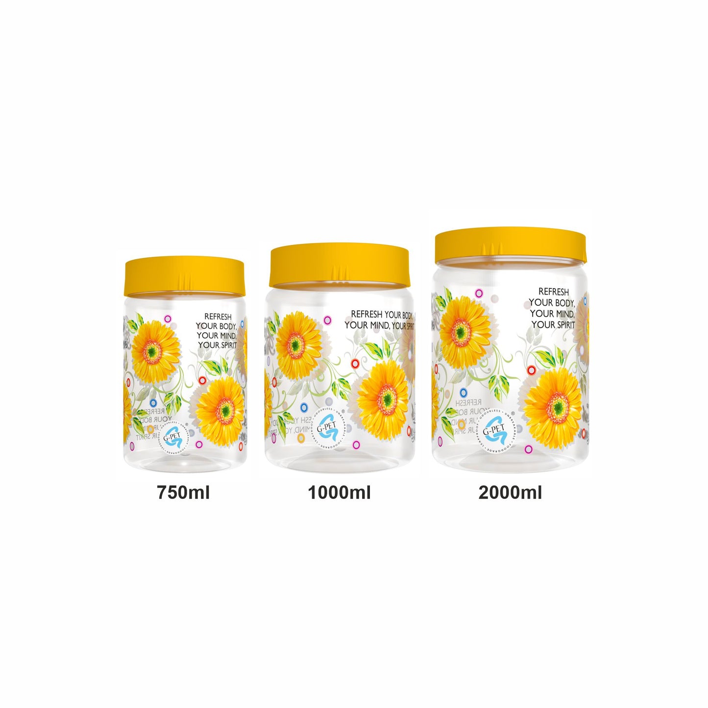 Print Magic Container Yellow Pack of 9 - 2000ml (3 pcs), 1000ml (3 pcs), 750ml (3 pcs)