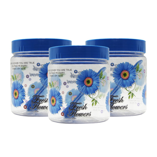 Print Magic Container- Set of 3  - 1500 ml Plastic Grocery Container , Blue