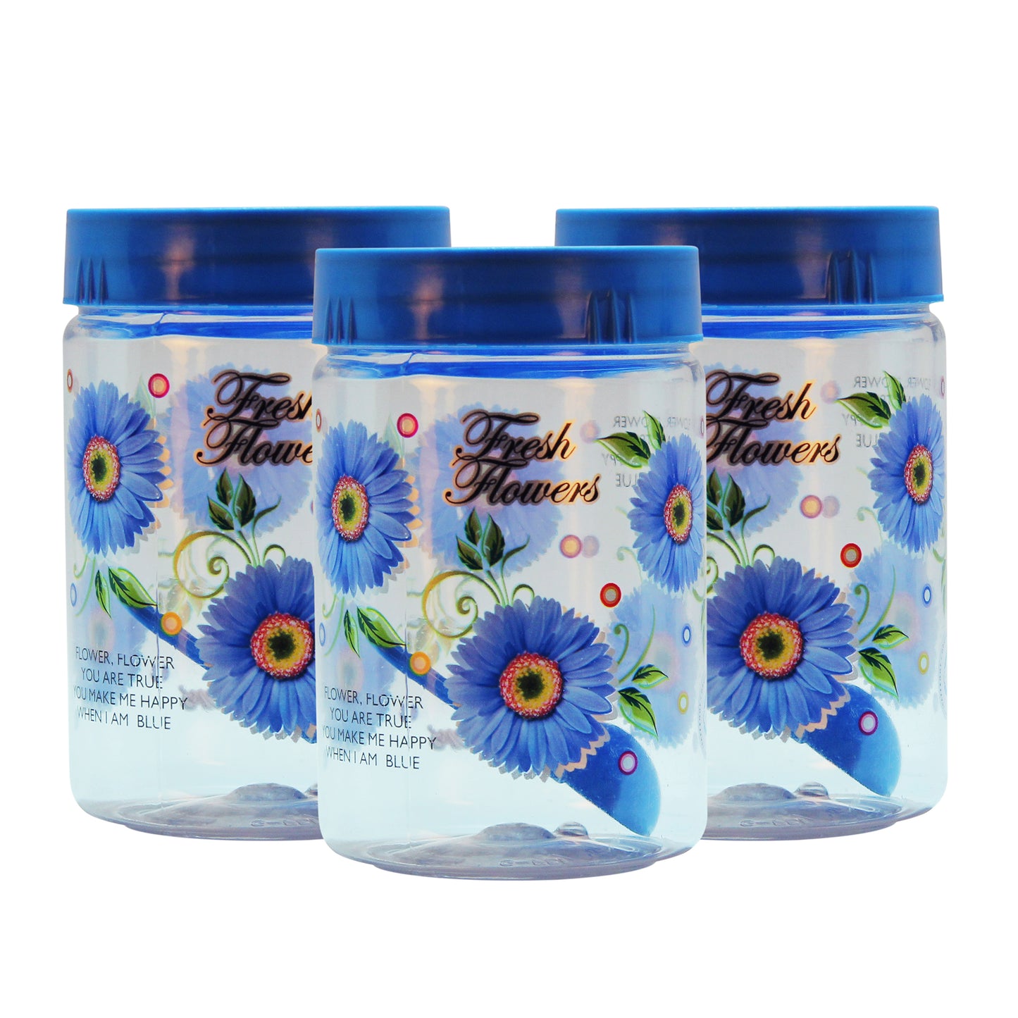 Print Magic Container - Set of 3  - 750 ml Plastic Grocery Container (Pack of 3, Blue)