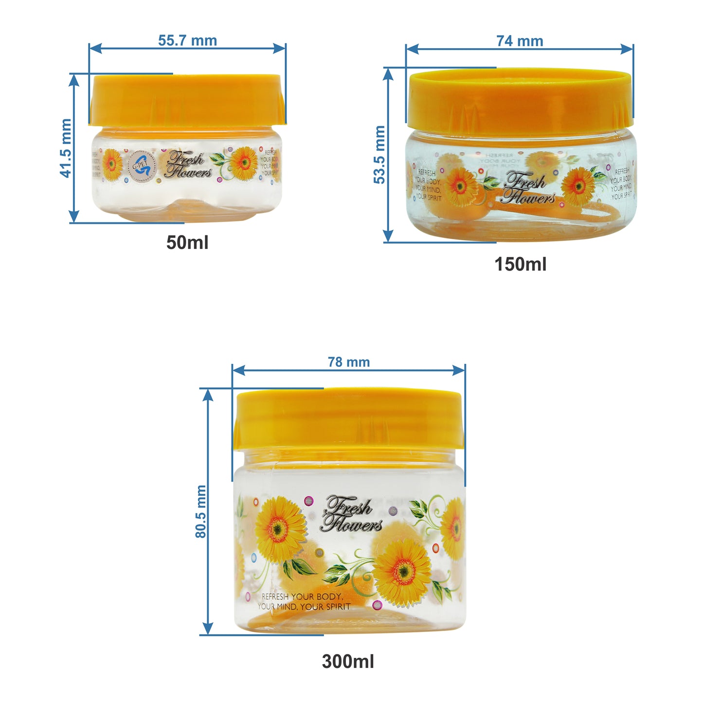 Print Magic Container - Pack of 18 - 250 ml, 150 ml, 50 ml Plastic Grocery Container, Yellow)