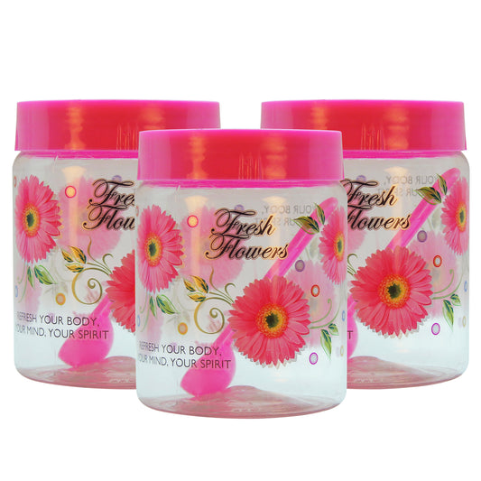 Plastic Jar Set, 1 litres, 3-Pieces, Pink