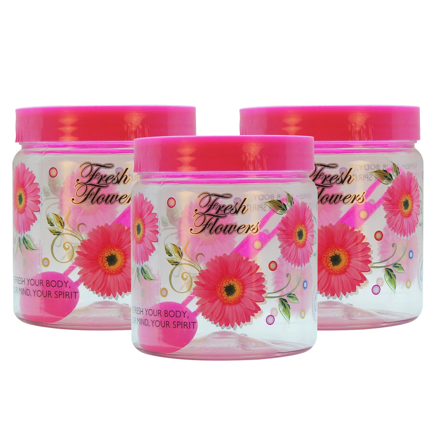 Print Magic Container - Set of 3  - 1500 ml Plastic Grocery Container, Pink