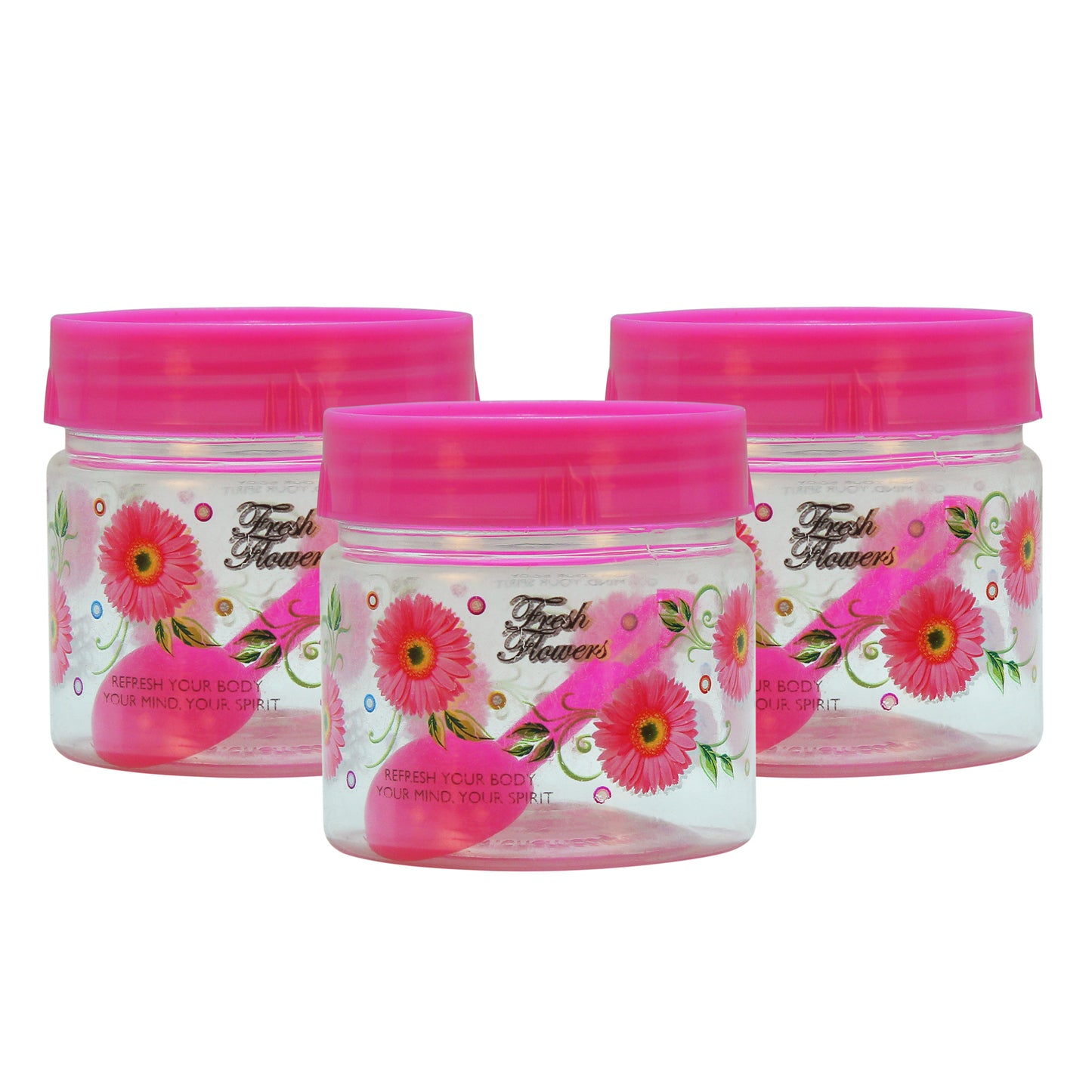 Print Magic Container Set of 3  - 250 ml Plastic Grocery Container, Pink