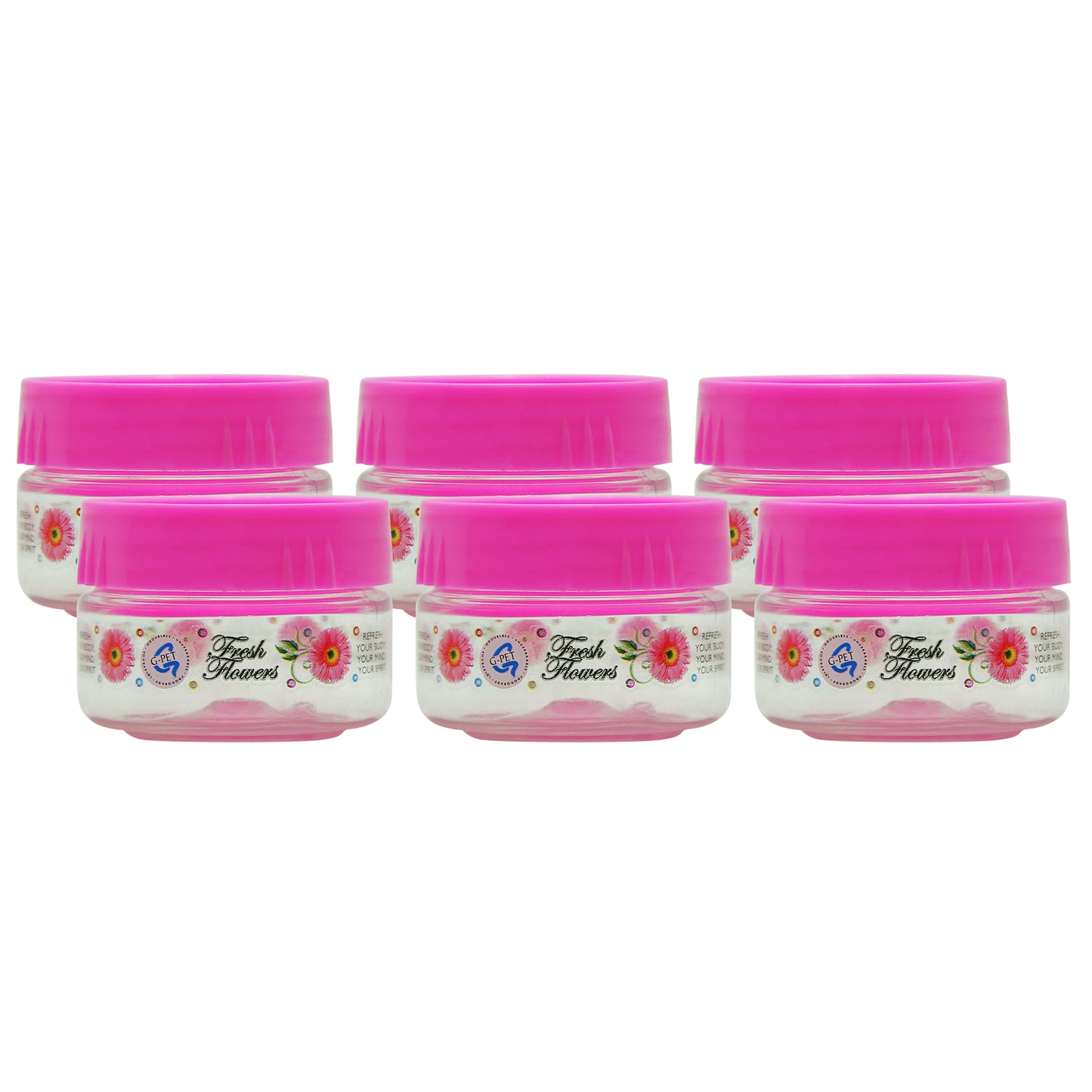 Plastic Jar Set, 50ml, 6-Pieces, Pink