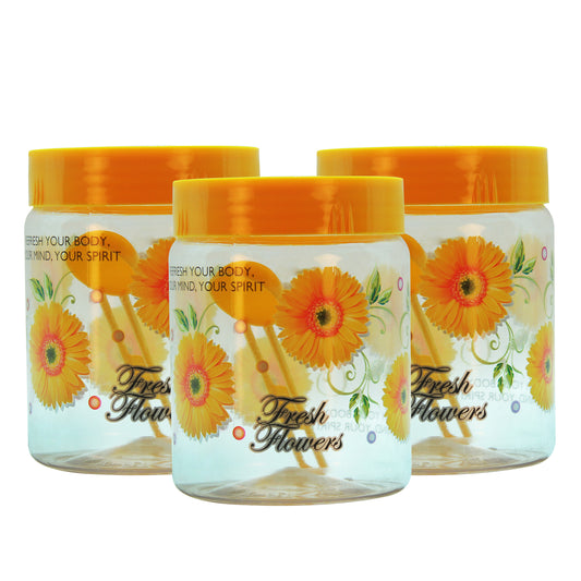 Plastic Jar Set, 1 litres, 3-Pieces, Yellow