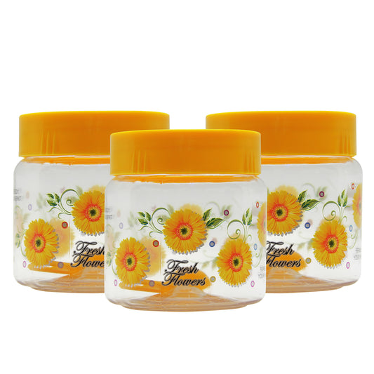 Print Magic Container Set of 3  - 500 ml Plastic Grocery Container, Yellow