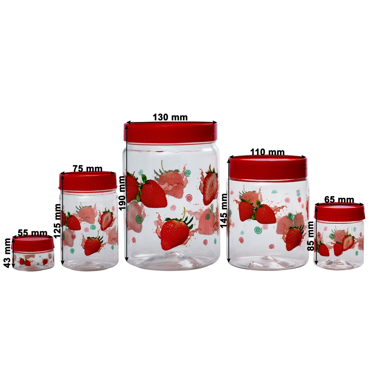 Print Magic Container Strwberry - (Set Of 15) - 2200 ml, 1200 ml, 450 ml, 200 ml, 50 ml