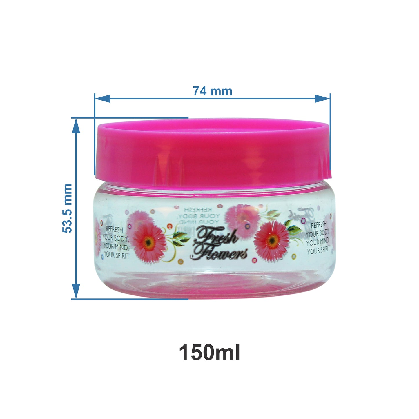 Print Magic Container - Pack of 12 - 150 ml, 50 ml Plastic Grocery Container, Pink