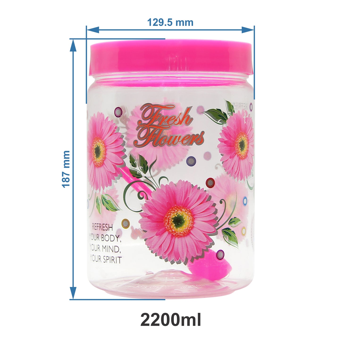 Print Magic Containers (Set Of 24) Pink- 2000 ml, 1000 ml, 750 ml, 500 ml, 450 ml, 300 ml, 200 ml, 50 ml