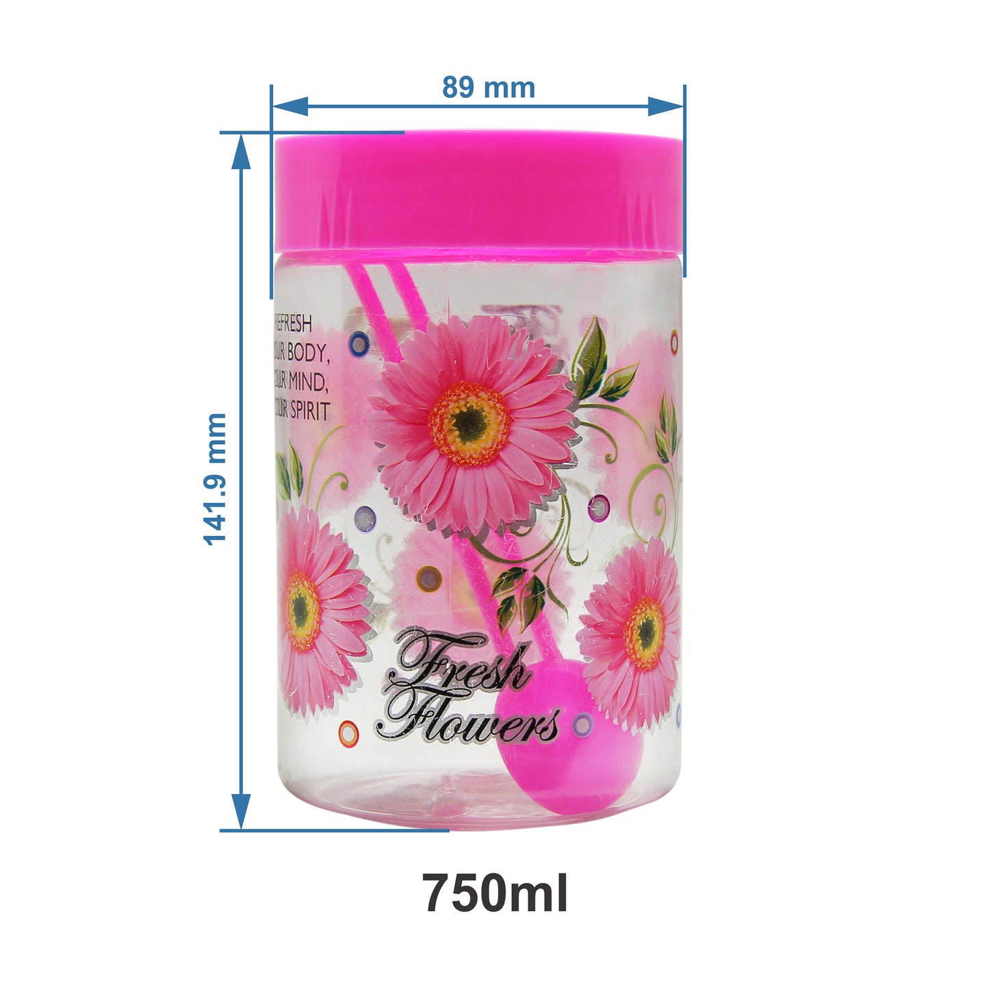 Print Magic Containers (Set Of 24) Pink- 2000 ml, 1000 ml, 750 ml, 500 ml, 450 ml, 300 ml, 200 ml, 50 ml