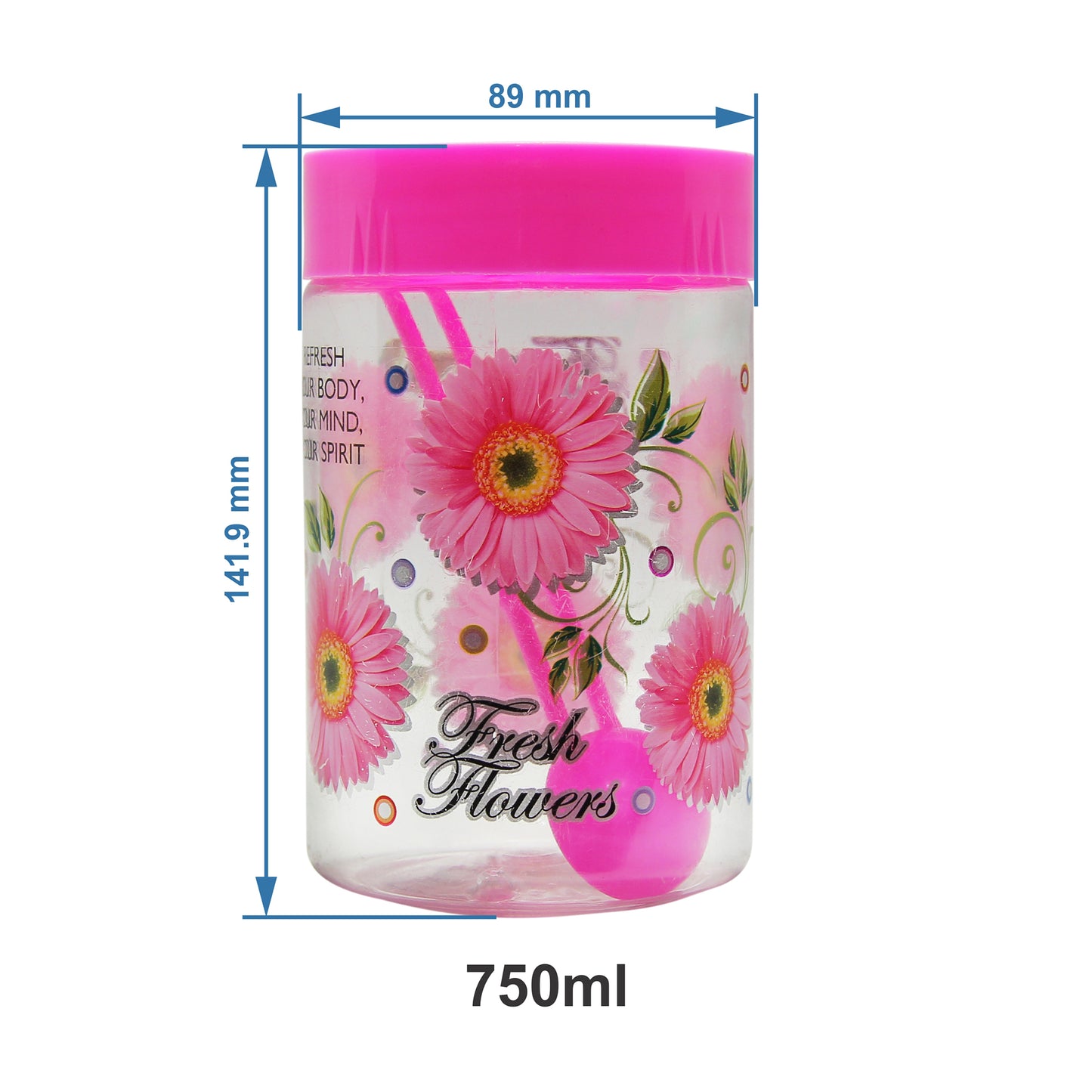 Plastic Jar Set, 750ml, 6-Pieces, Pink