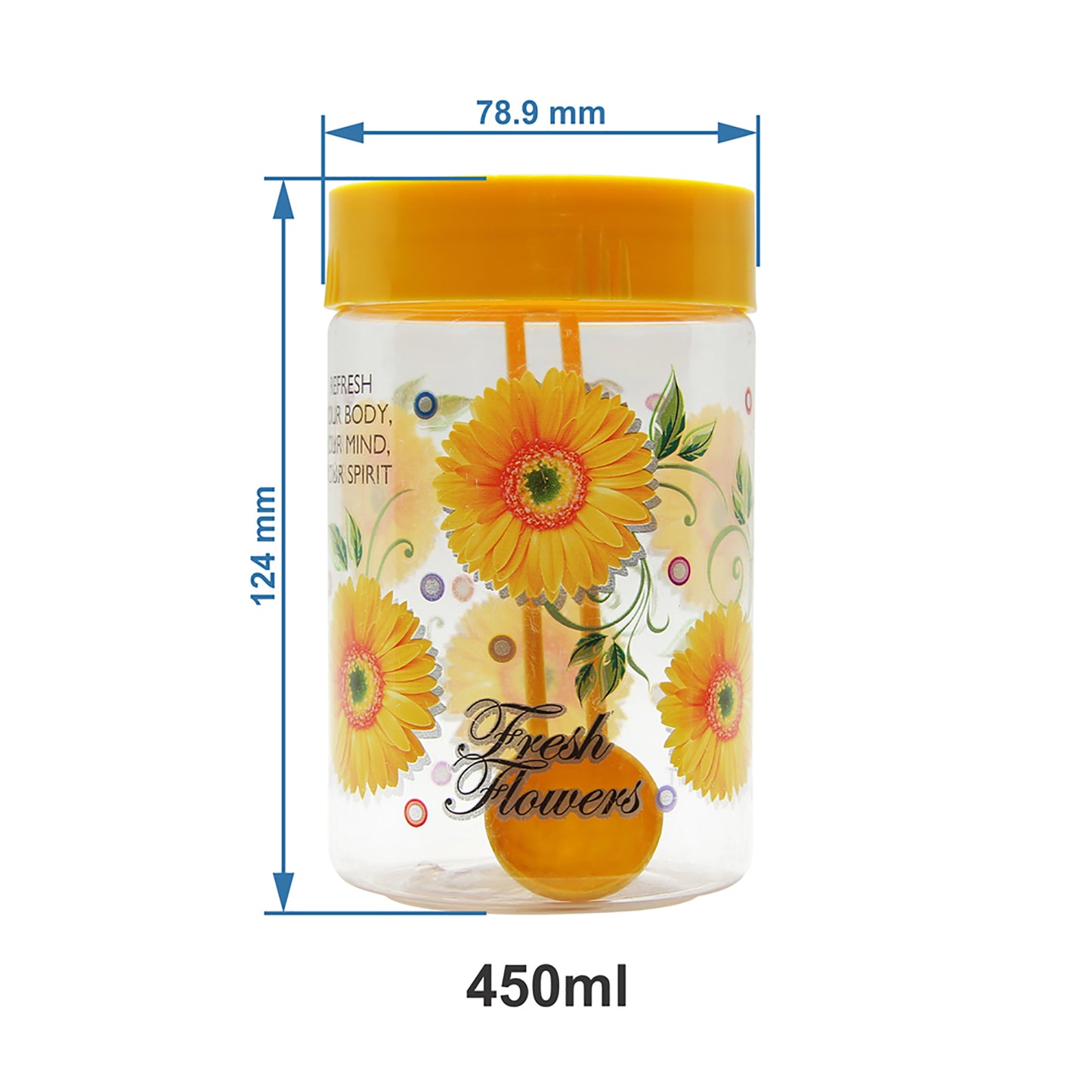 Plastic Jar Set, 450ml, 6-Pieces, Yellow