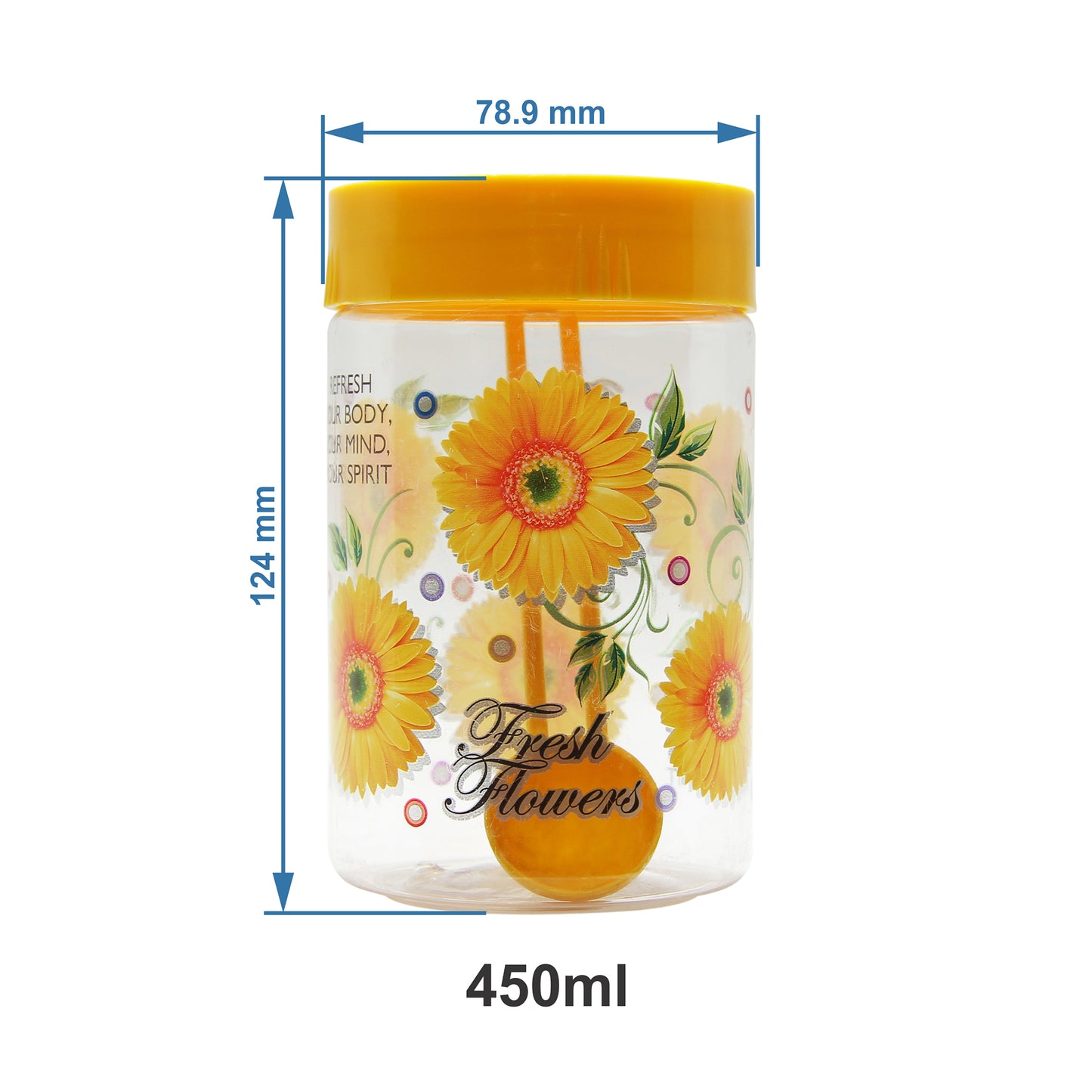 Print Magic Container - Pack of 13 -  450 ml, 250 ml, 150 ml, 50 ml Plastic Grocery Container, Yellow
