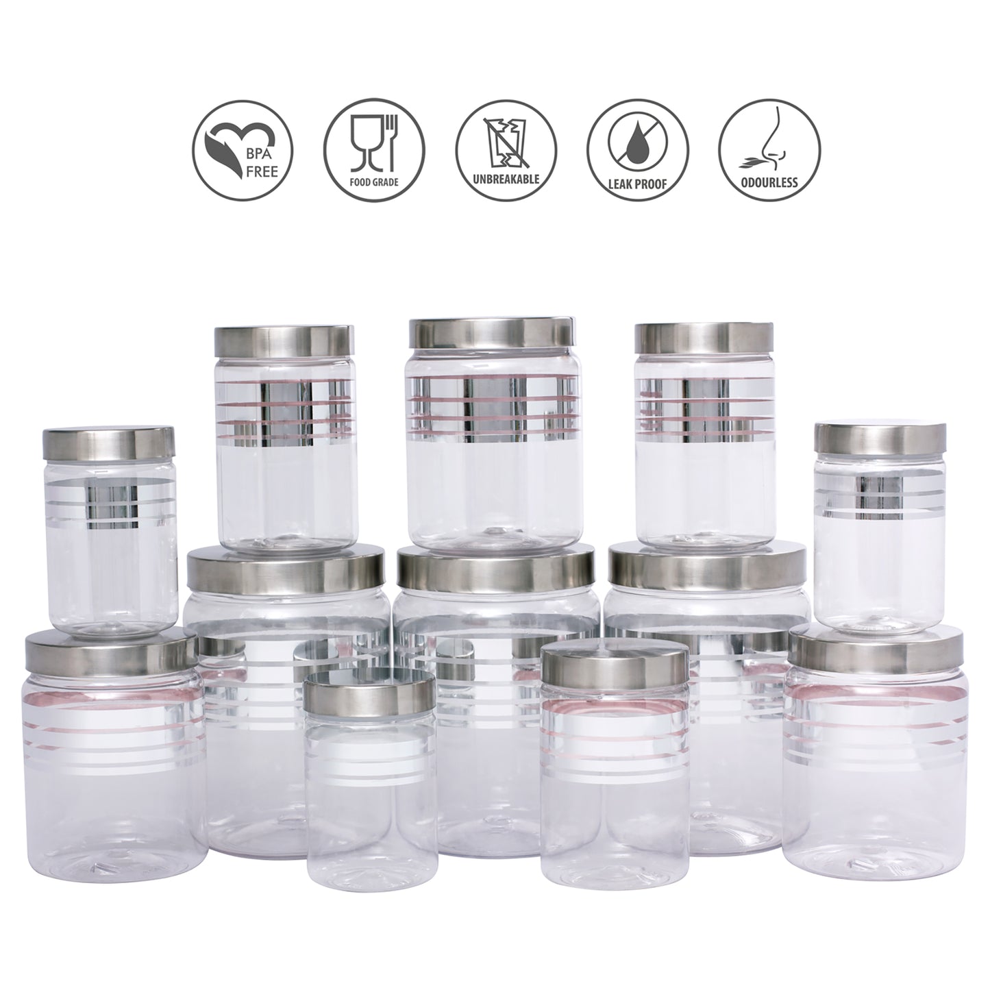 Silver Line Container - Pack of 12C - 2000ml (3pcs), 1000ml, 750ml, 200ml