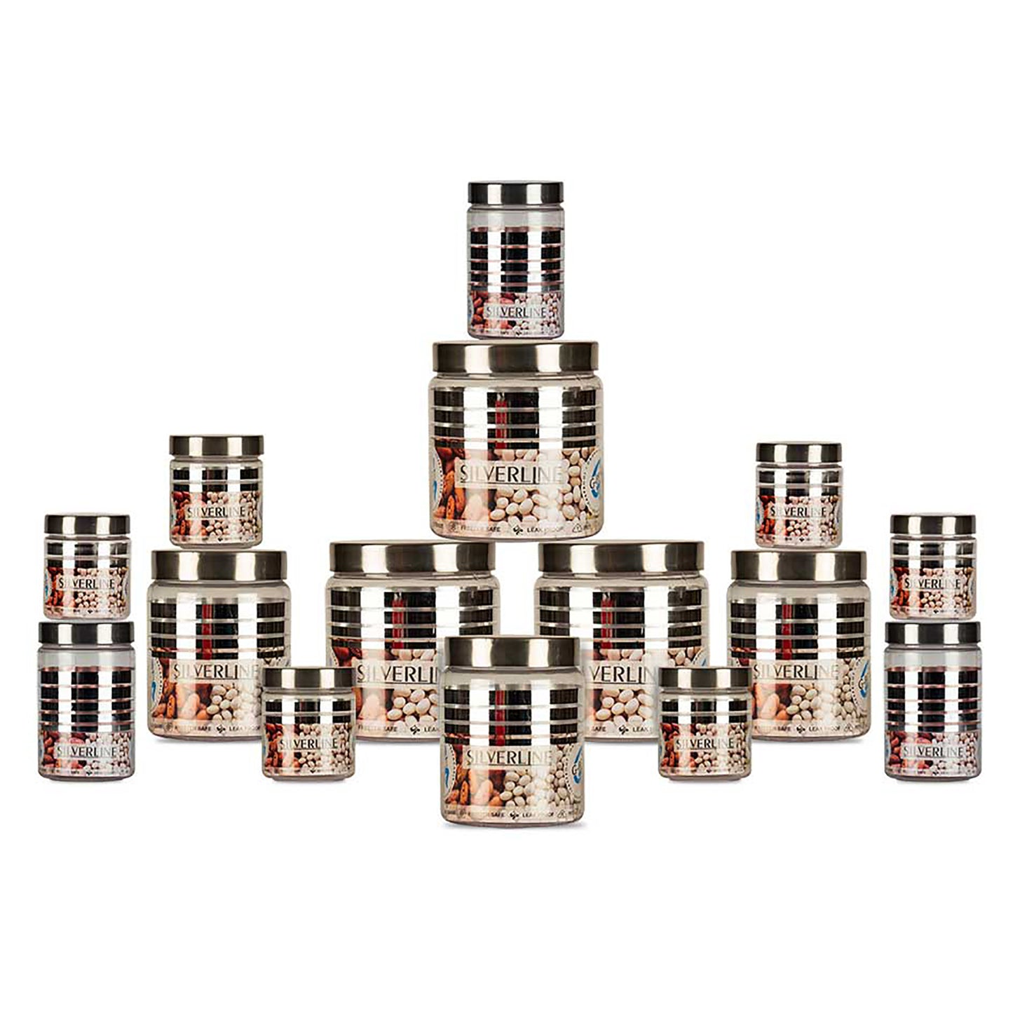 Silver Line Container - Pack of 15 - 1500ml, 1000ml, 450ml, 200ml, 50ml