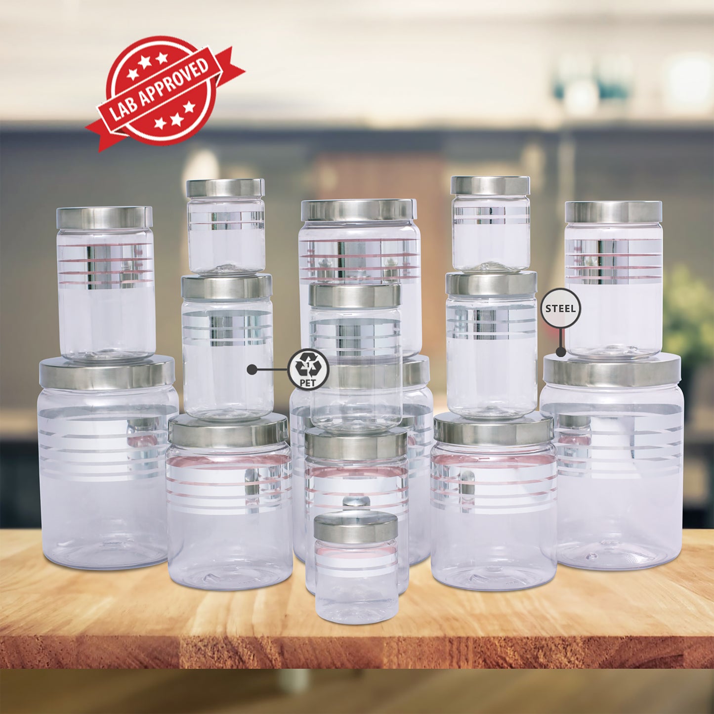 Silver Line Container - Pack of 15 - 2000ml, 1000ml, 750ml, 200ml, 100ml