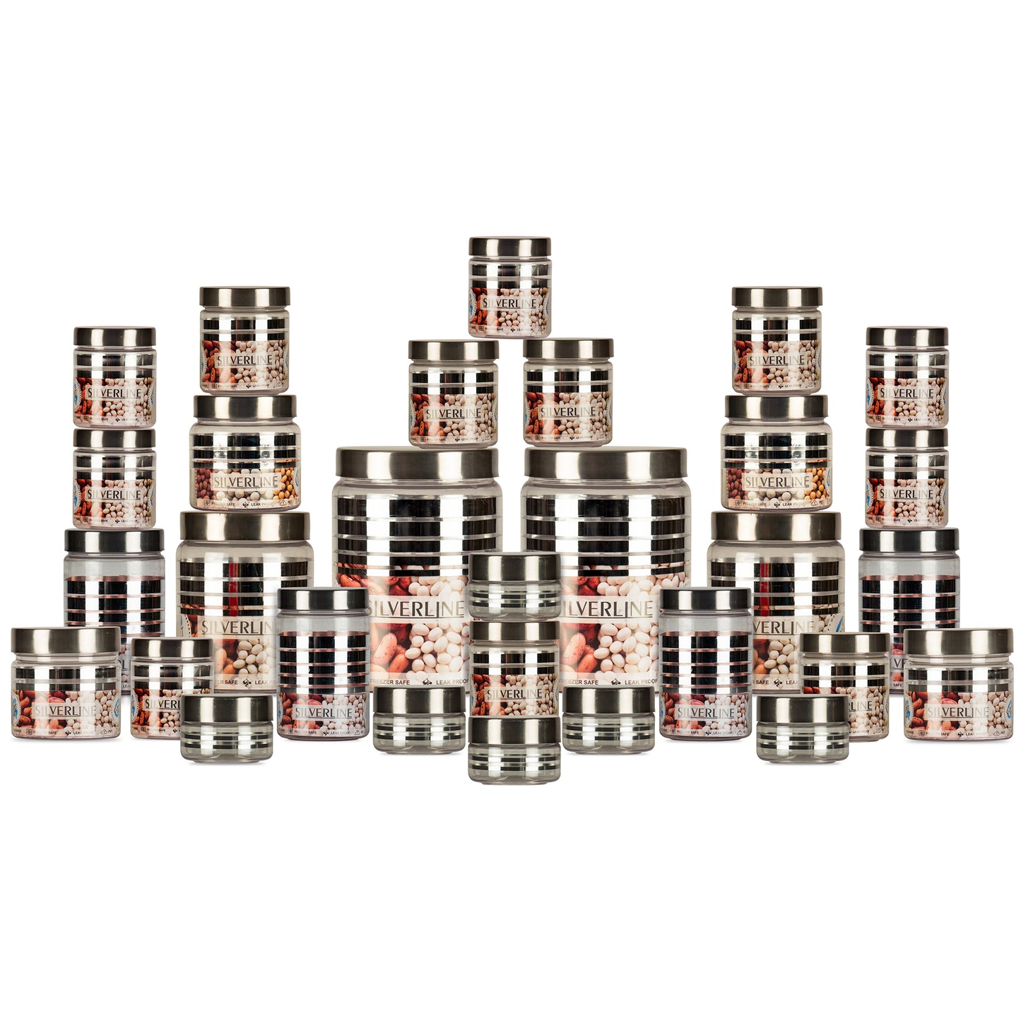 Silver Line Container - Pack of 30 - 2000ml, 1000ml, 750ml, 500ml (2pcs), 450ml, 300ml, 200ml, 100ml, 50ml