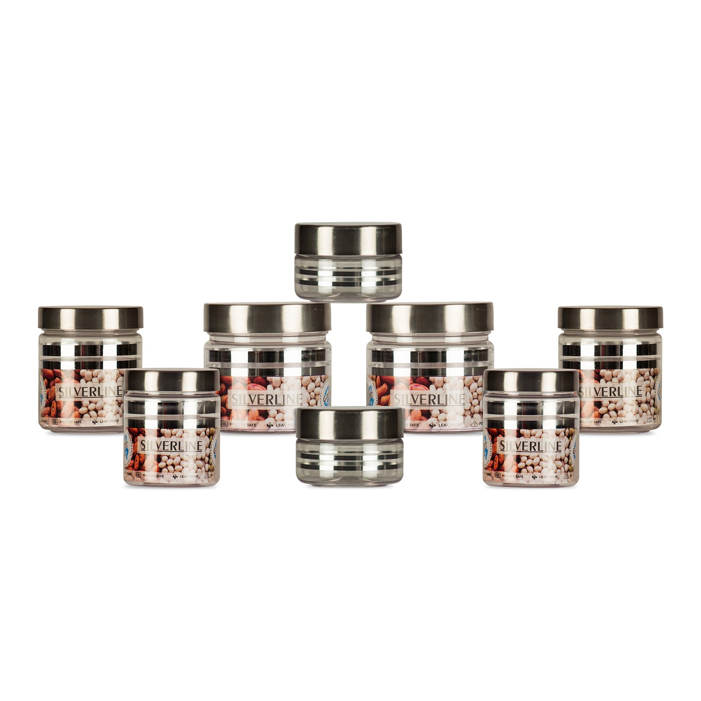 Silver Line Container - Pack of 8 - 300ml, 200ml, 100ml, 50ml