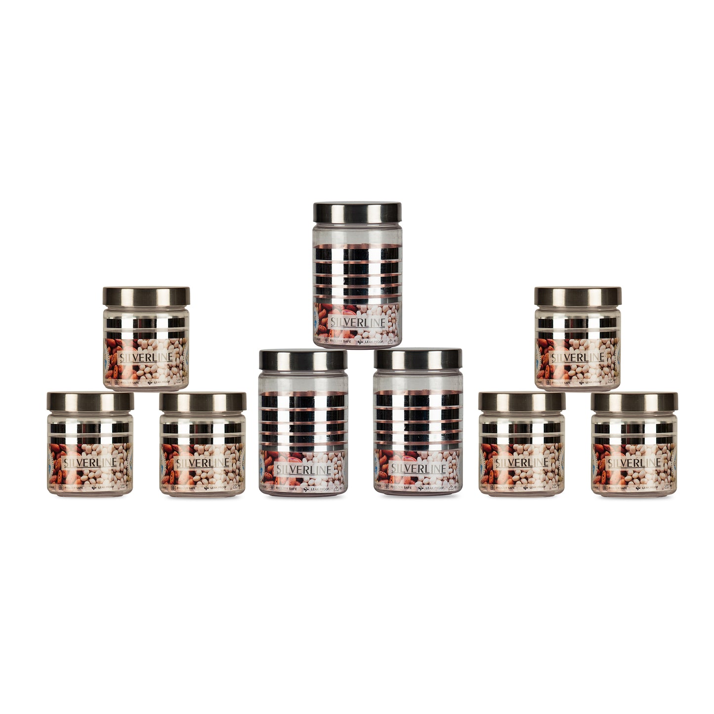 Silver Line Container - Pack of 9 - 450ml, 200ml, 100ml