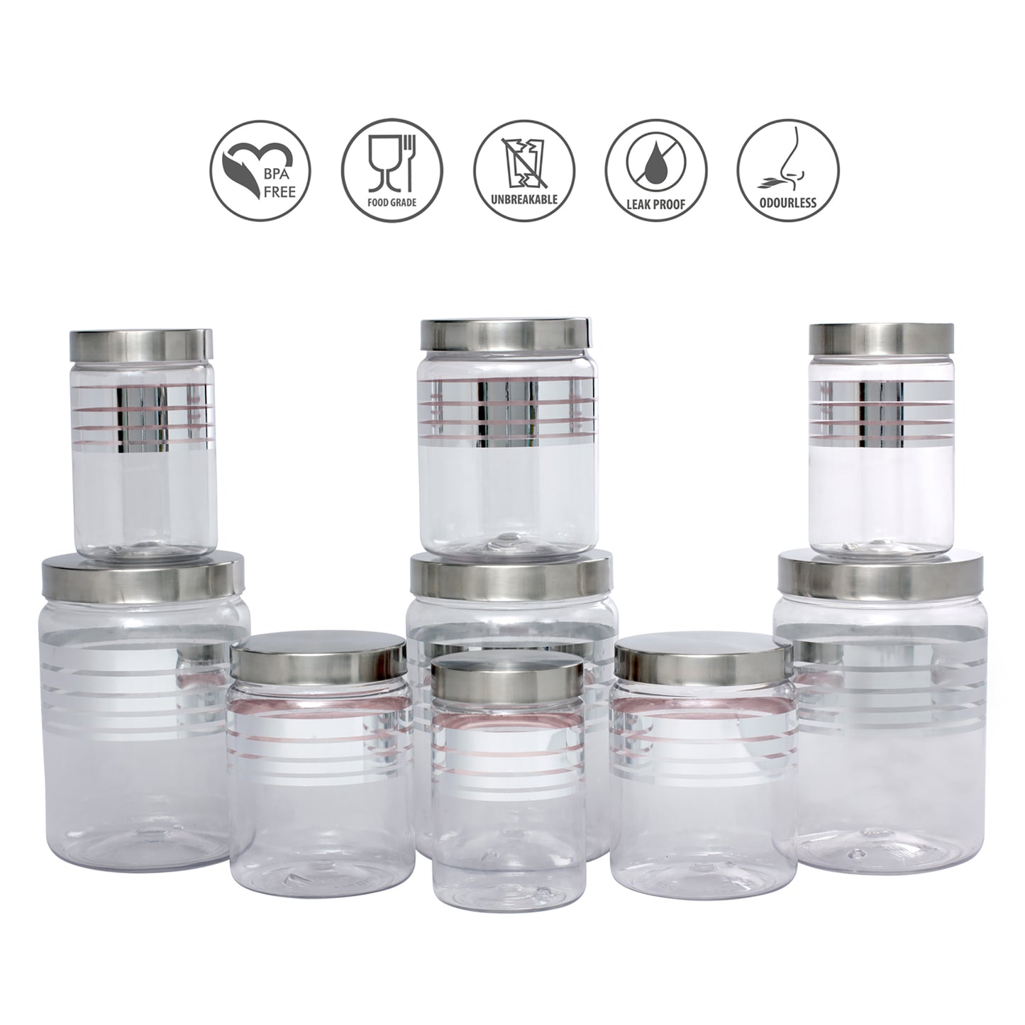 Silver Line Container - Pack of 9C - 2000ml, 1000ml, 750ml