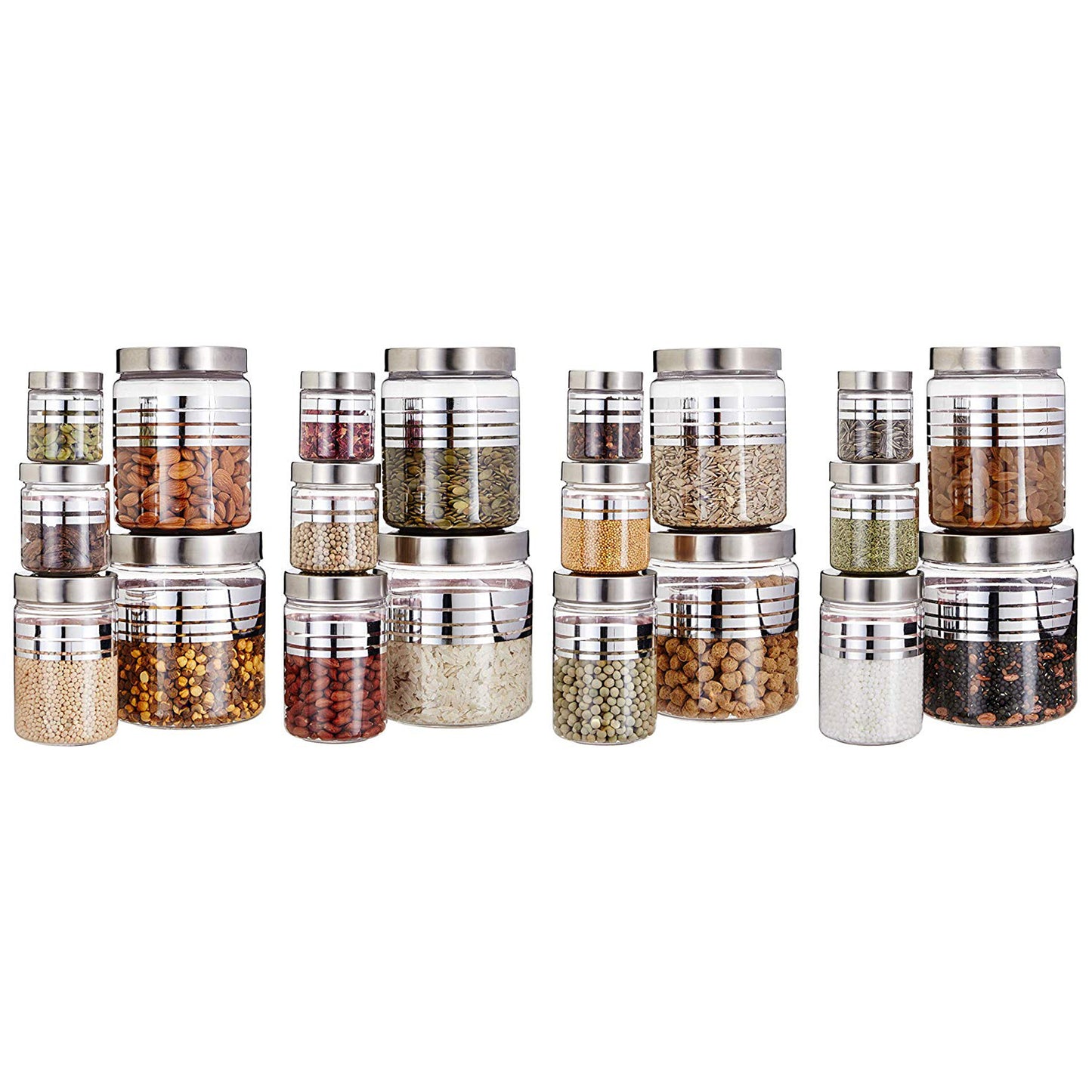 Silver Line Containers (Set Of 20) - 1500 ml, 1000 ml, 450 ml, 200 ml, 100 ml